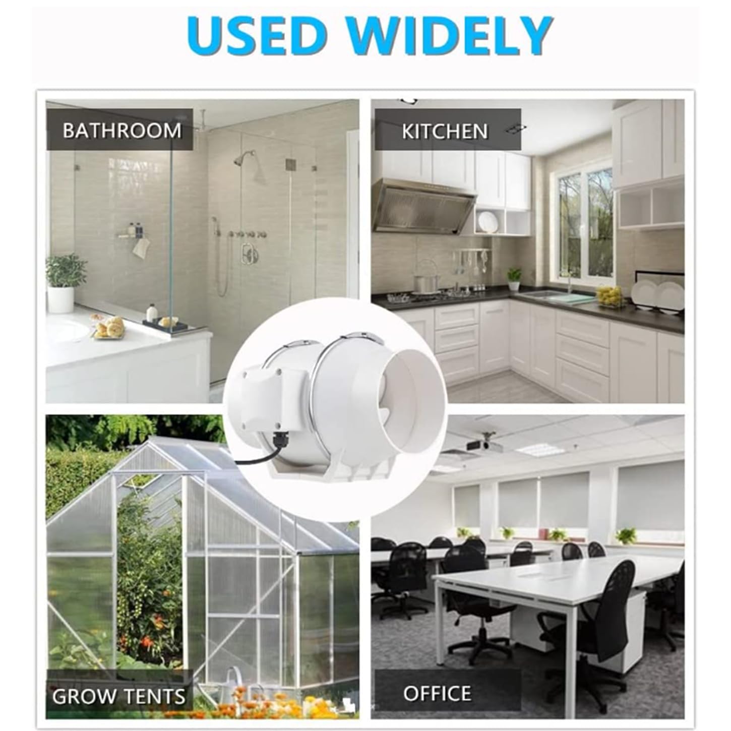 Extractor De Aire De Baño,Ventilador Extractor De Dos Velocidades,IPX2 Impermeable,Para Booster, Tiendas De Crecimiento, Ventilación Y Extractor De Aire Caliente,Instalación Fácil,8 Inches