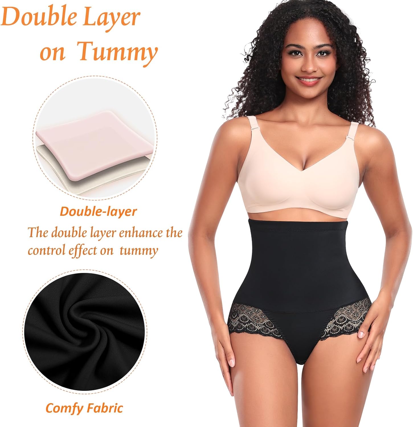 Werena Tummy Control Shapewear Panties for Women High Waisted Shaping Underwear Lace Body Shaper Girdle - Image 3