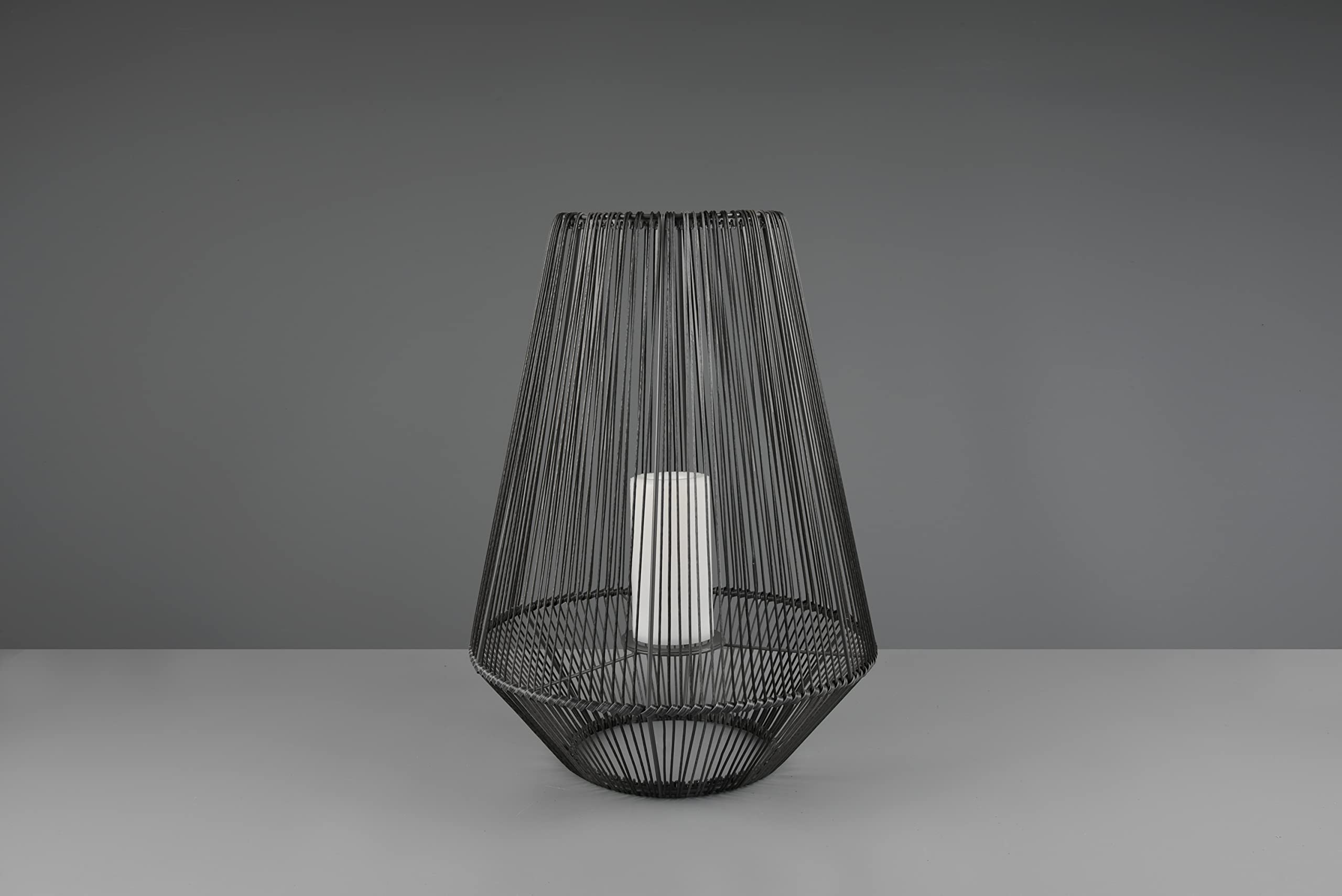 Reality Leuchten Solar LED Außentischleuchte Mineros R55256911, Kunststoff schwarz, LED mit Flammen Effekt, Dämmerungssensor