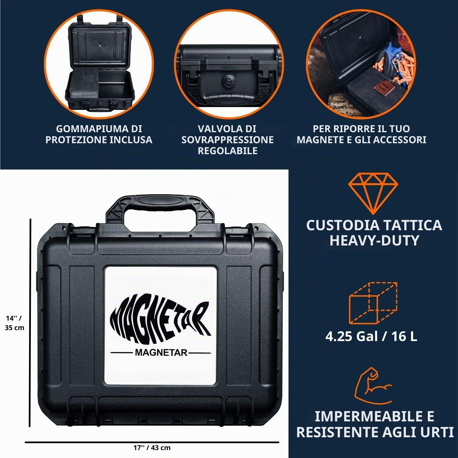 Magnetar - Set di pesca magnetica - Blocco 2700kg MEGACUBE magnete di recupero - Pacchetto di pesca magnetica con corda e guanti - Magnete da pesca 360 per la pesca magnetica
