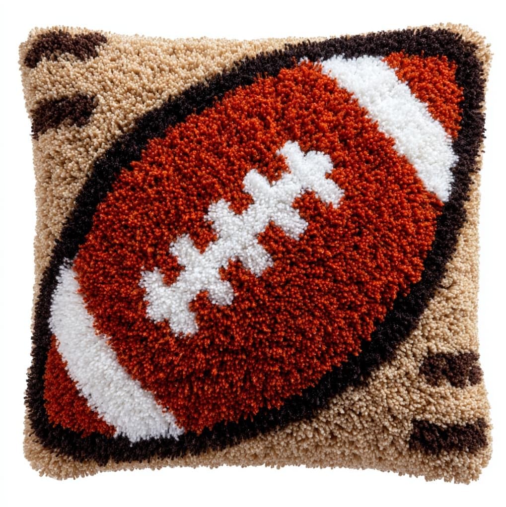 WallustrioaW DIY Rug Cushion kit,Baseball,Beginner Latch Hook kit - Therapeutic Craft for Adults - Pre-gridded Latch Canvas - Mothers Day Handmade Gift,17x17in