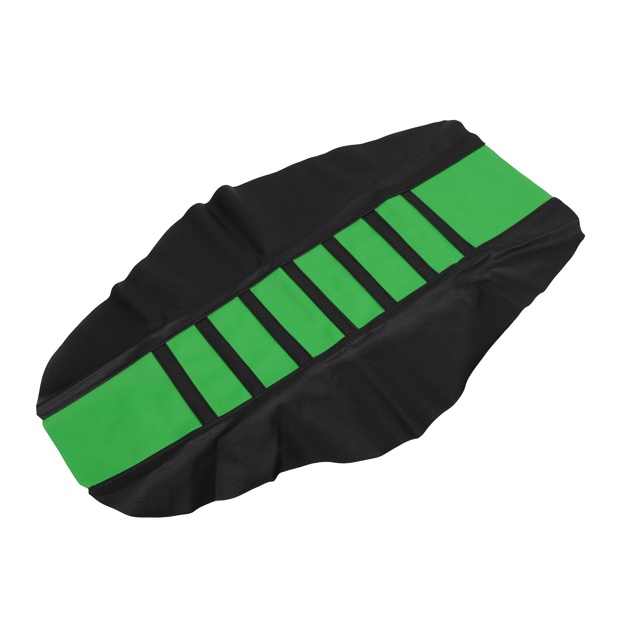 X AUTOHAUX Universal Motorcycle Pit Dirt Bike Faux Leather Soft Seat Cover Anti Slip Seat Cushion Green Black