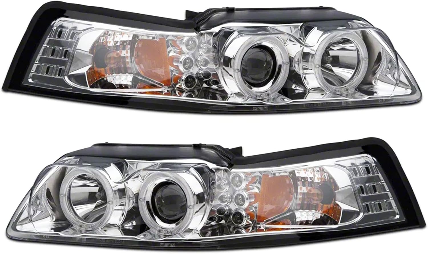 Raxiom 2010 Style LED Halo Projector Headlights Compatible For 2005-2009 Mustang w/Factory Halogen Headlights, Excluding GT500 | Easy Plug & Play Installation, Clear Lenses w/Black Housing