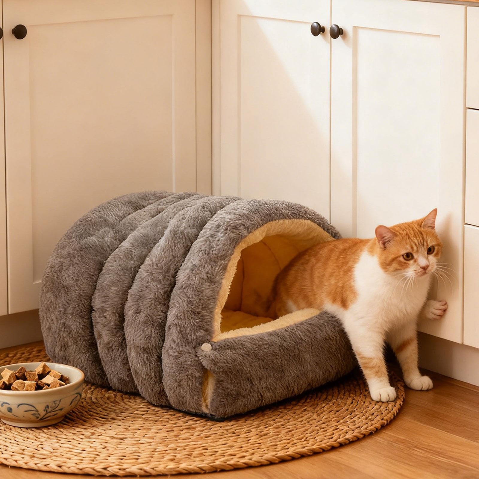 Cama Cueva para Gatos, Lavable, para Mascotas, Cómoda, para Invierno, para Descansar Y Jugar, L