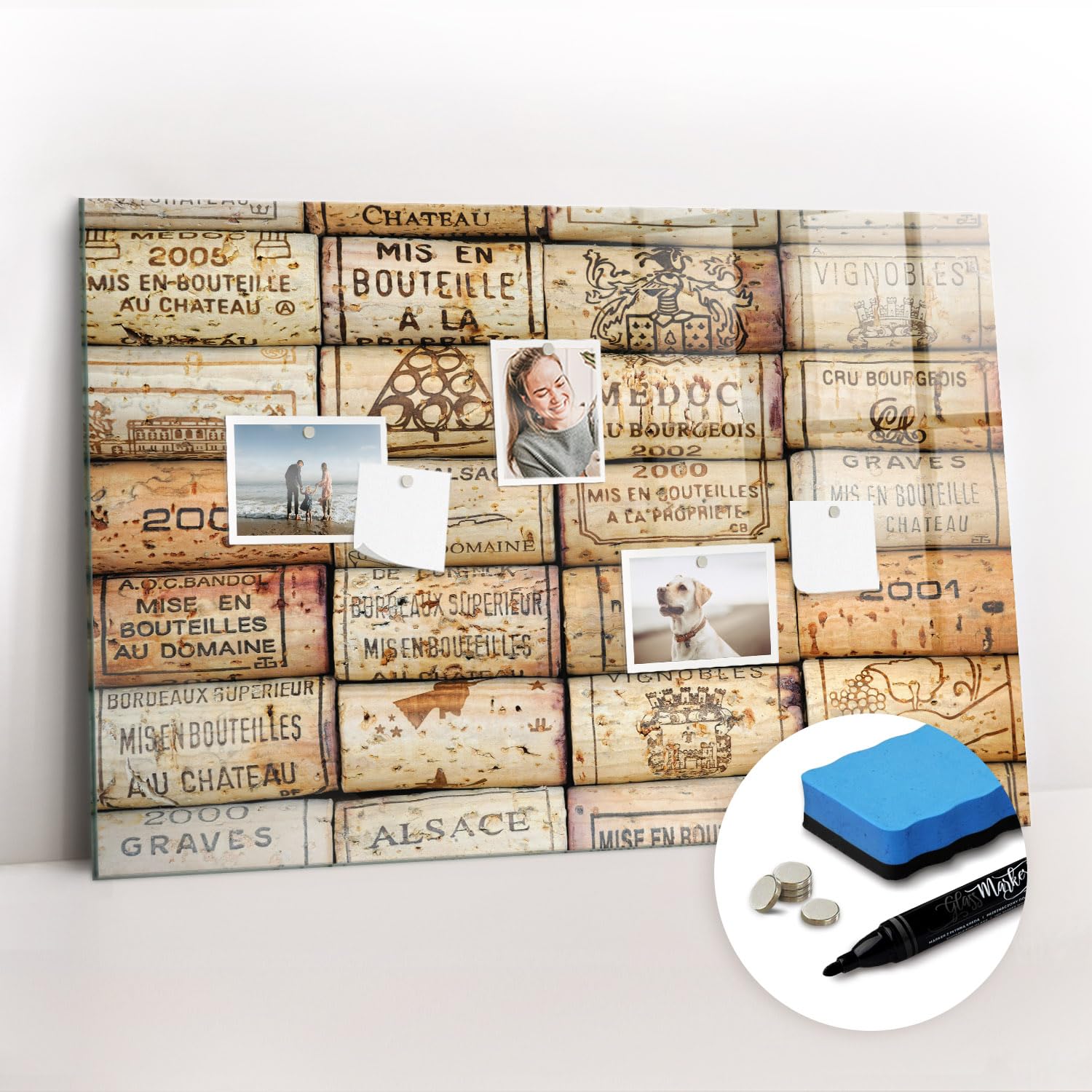 Magnetisches Glasboard mit starken Neodym-Magneten & Marker-Set | Abwischbar, modern & langlebig | Perfekt für Büro, Besprechungen & Homeoffice- 90x60 - Weinstaus