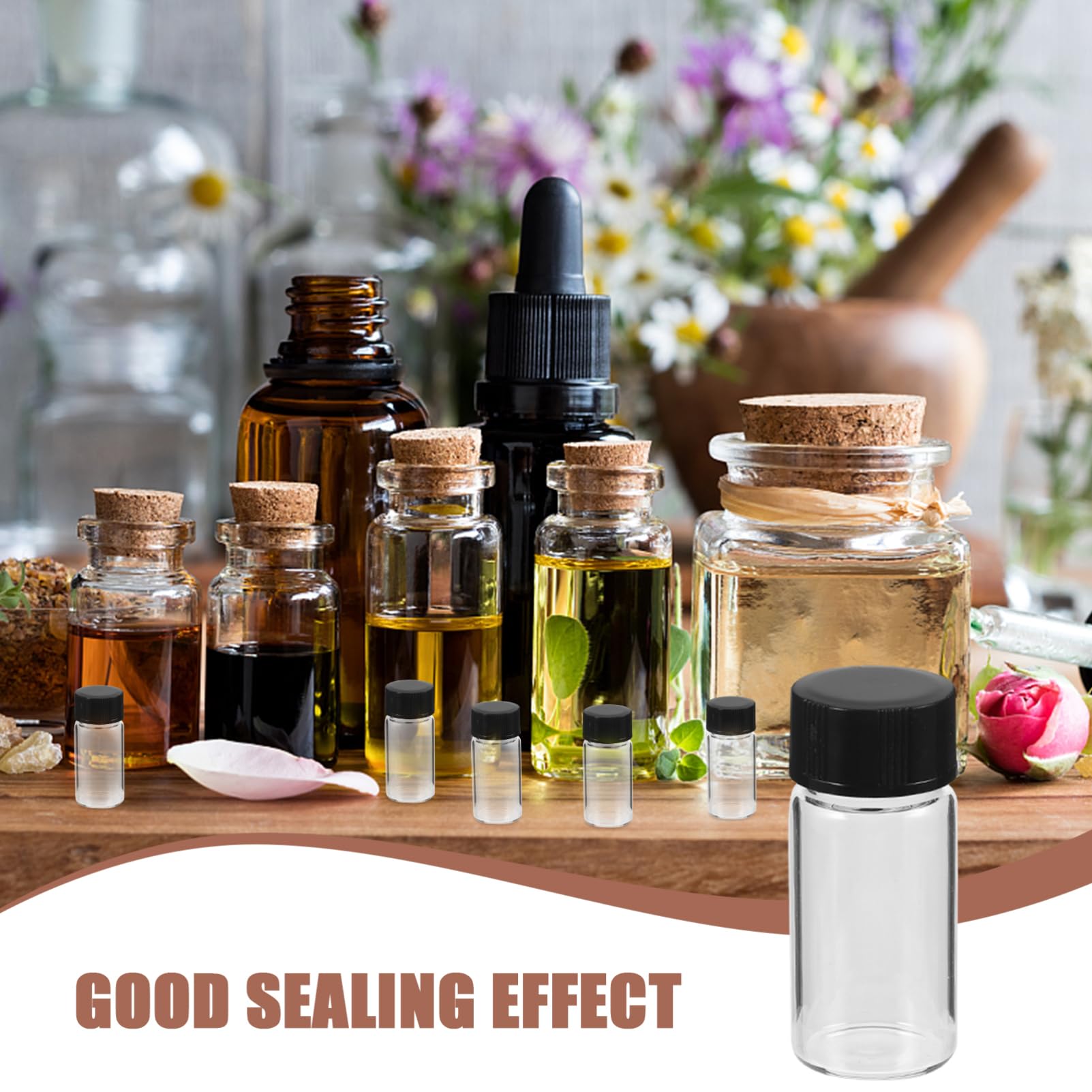 ABOOFAN Bottiglie di Vetro con Fondo Piatto 100 Pezzi per Campioni da 5ml Bottiglie Trasparenti con Tappo a Vite Facili da Riempire e Resistenti Nelle Sperimentazioni per Reagenti