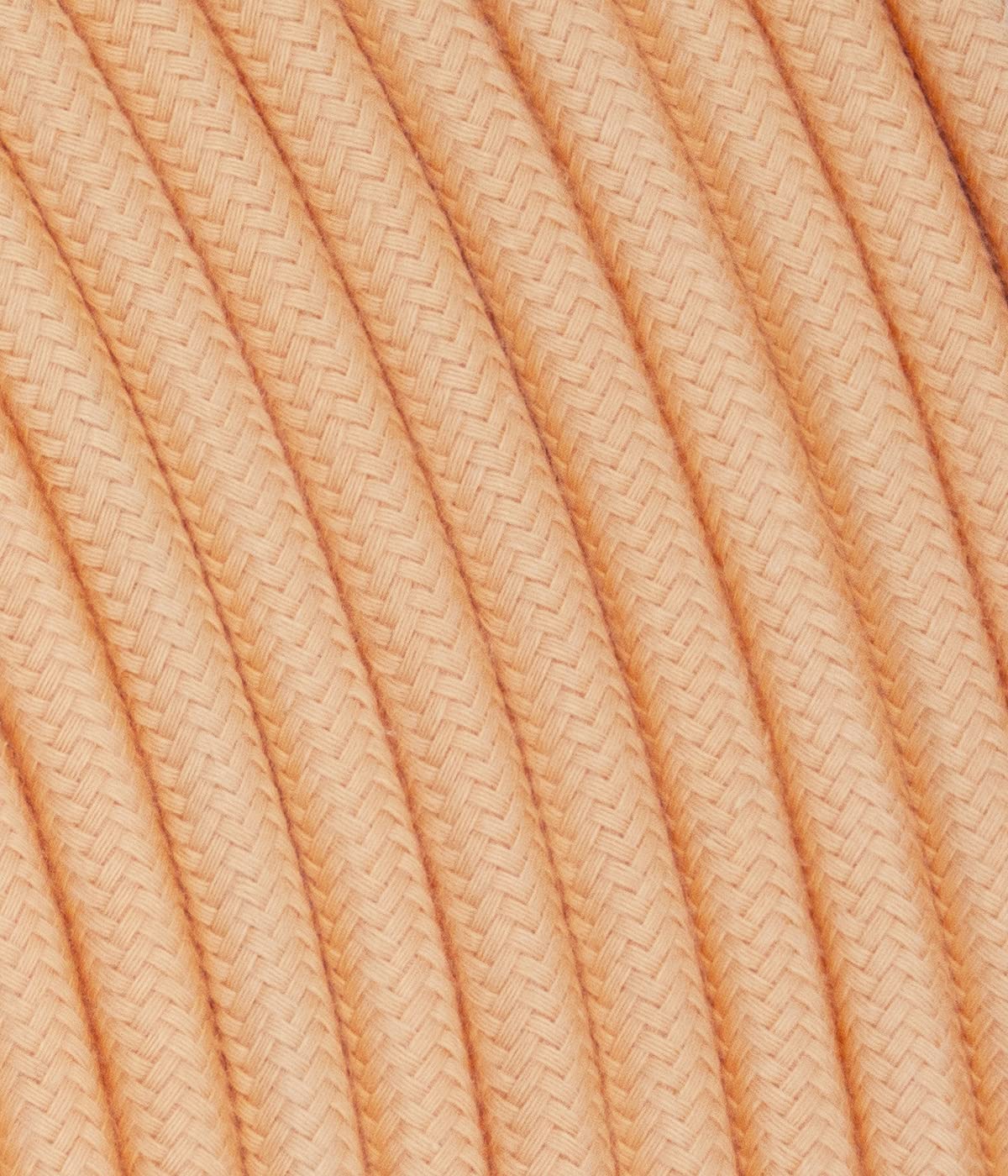 LaMorell LightDesign Cable textil para lámpara, cable de tela de 3 hilos (3 x 0,75 mm²), color naranja albaricoque. Fabricado en Italia (15 metros)