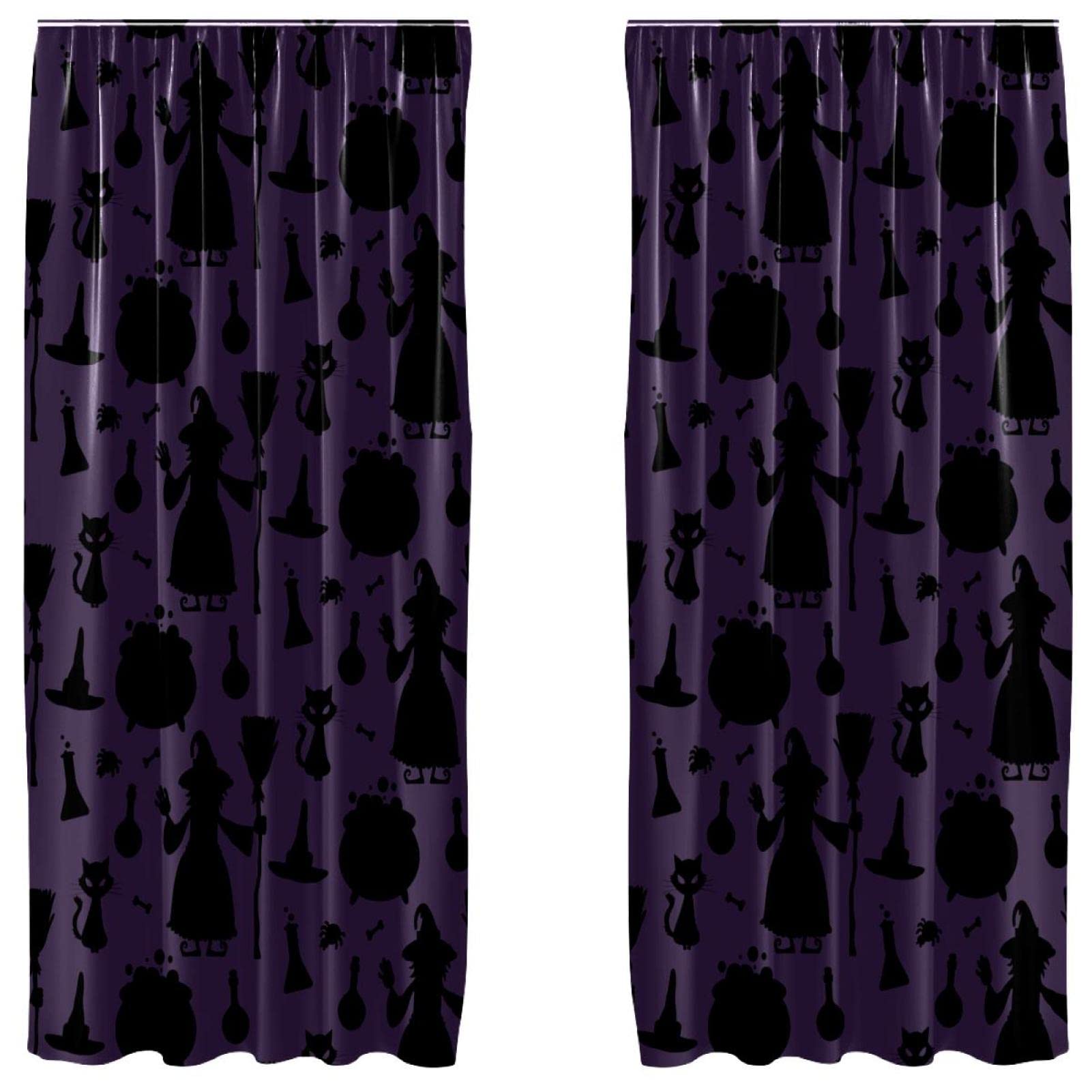 Cortinas de bruja de Halloween para decorar la sala de estar este otoño