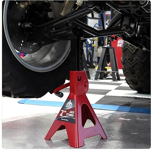 Miniatura 28 de Paquete de 2 caballetes para autos, de perfil bajo, de 2 toneladas (4000 libras), caballete elevador para autos, compatible para autos y vehículos