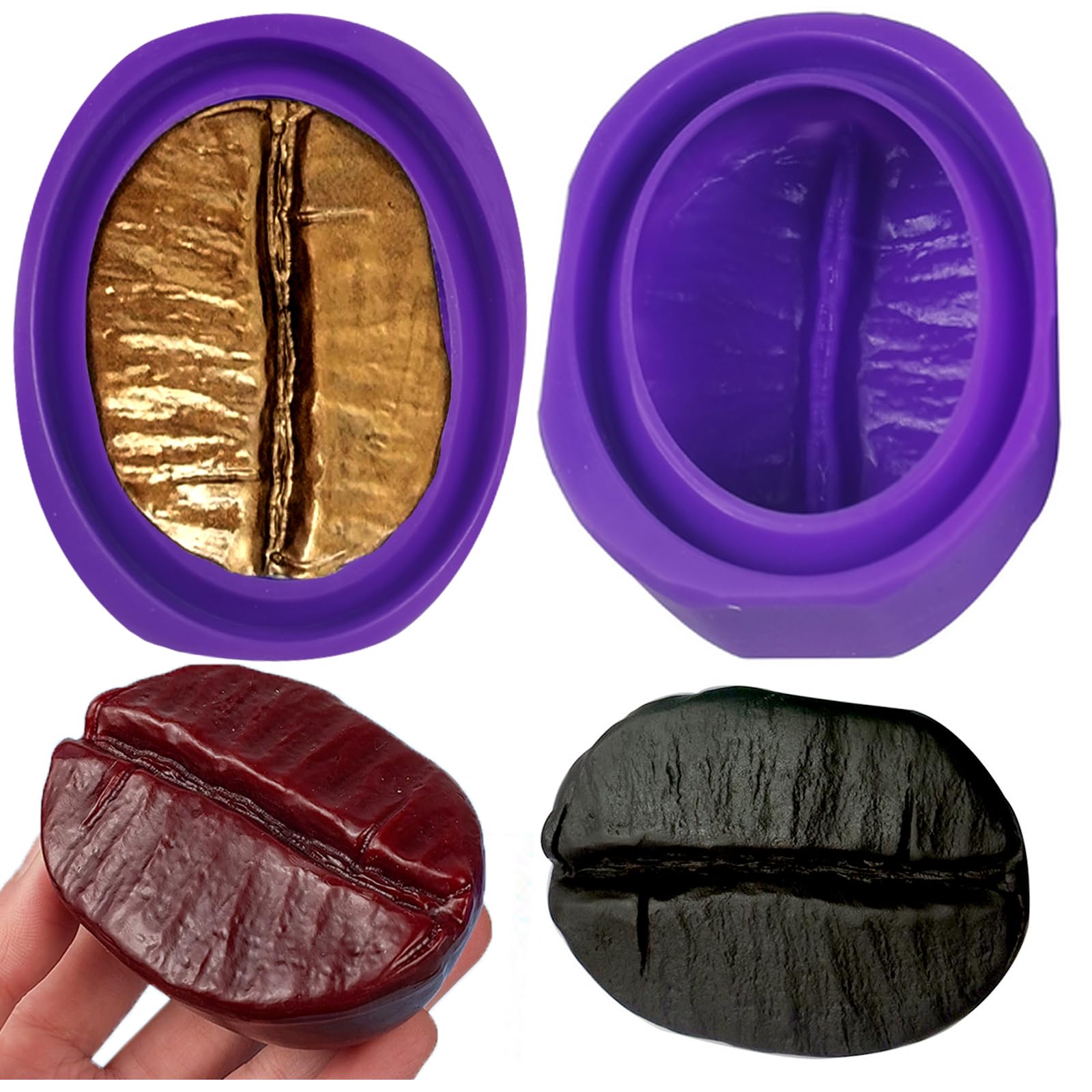 2 Pack Premium Silicone Soap Making Molds, Coffee Bean Silicone Molds for DIY Crafts Soap Candle (New)