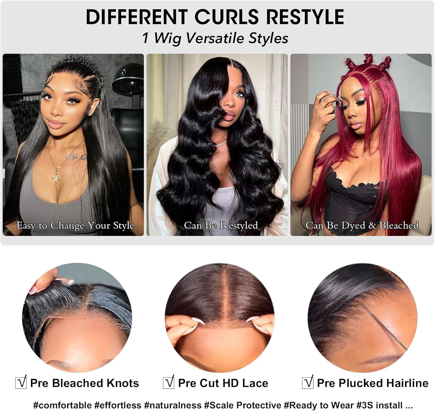 20 Pulgadas Pelucas Mujer Pelo Natural 5x5 Lace Front Wigs Human Hair Peluca Negra Larga Con 180% Densidad Rayita Pre Arrancada Con Cabello Natural De Bebé (50cm)