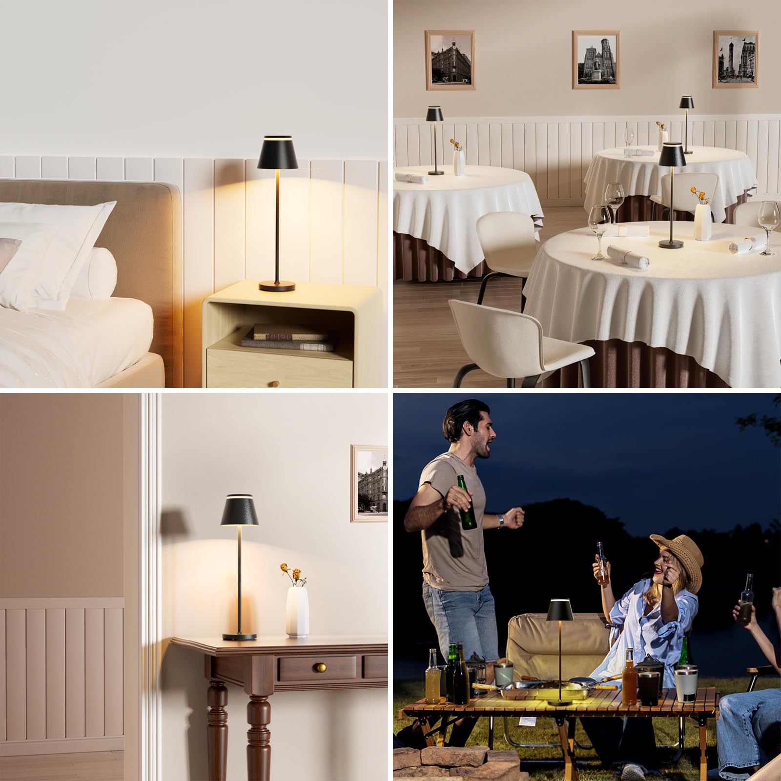 Neoglint Lámpara de Mesa LED Inalámbricas Recargables, Lámpara de Mesita de Noche con Base de Carga Inalámbrica y Control Remoto, con Temporizador