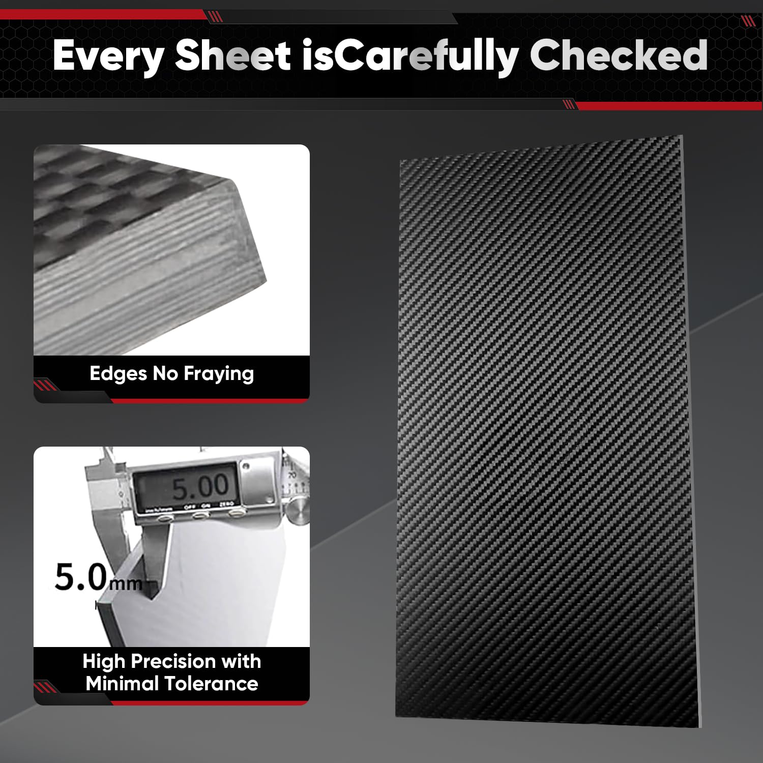 UHT 3K 2mm Carbon Fiber Sheet, 200 x 300mm, Twill Weave Matte Finish Plate, Lightweight CF Board, High Strength Stiffness Laminate, Easy to Cut Panel, Trimmed Edges, for CNC Machining, Modders