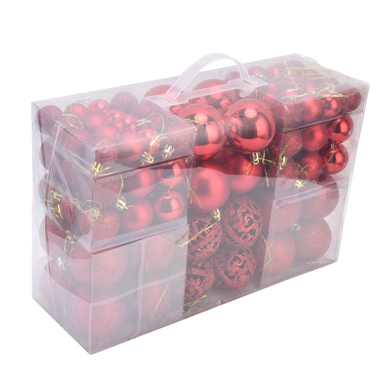 Christmas Ball Ornaments, Exquisite 100pcs Christmas Balls Decorative Plastic for Home Decoration(red)