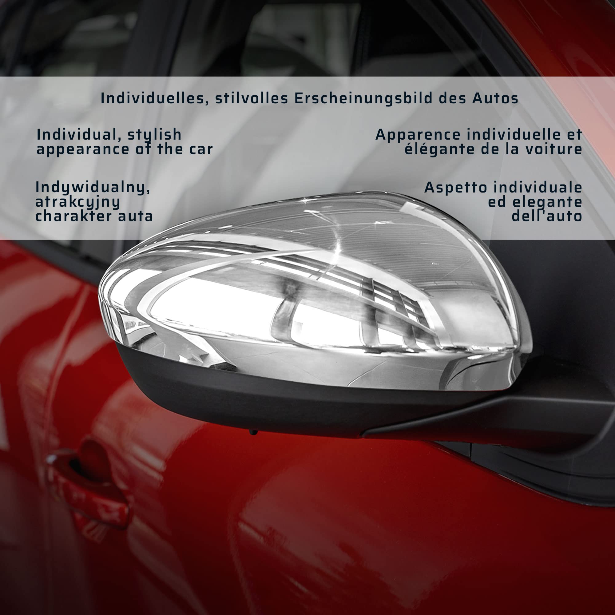 CHROMEMASTER | Nakładki na Lusterka Zewnętrzne | Kompatybilne z Dacia Sandero Stepway BJI Hatchback, 5 Drzwi od 2021 | Inox; Osłony Lusterek to Niepowtarzalny Wygląd Auta i Ochrona Przed Uszkodzeniem
