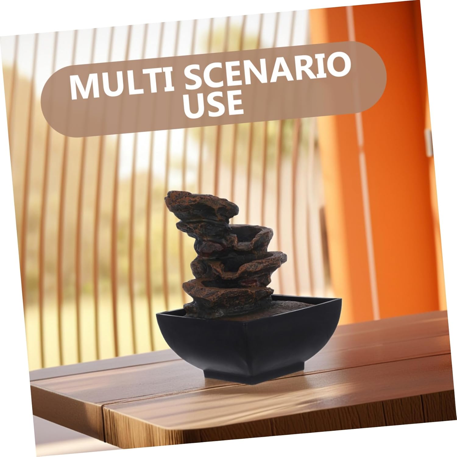 Relaxing Indoor Tabletop Water Fountain with LED Light and Soothing Sound Chinese Style Zen Garden Decor for Meditation and Home Office Sturdy Design with US Plug