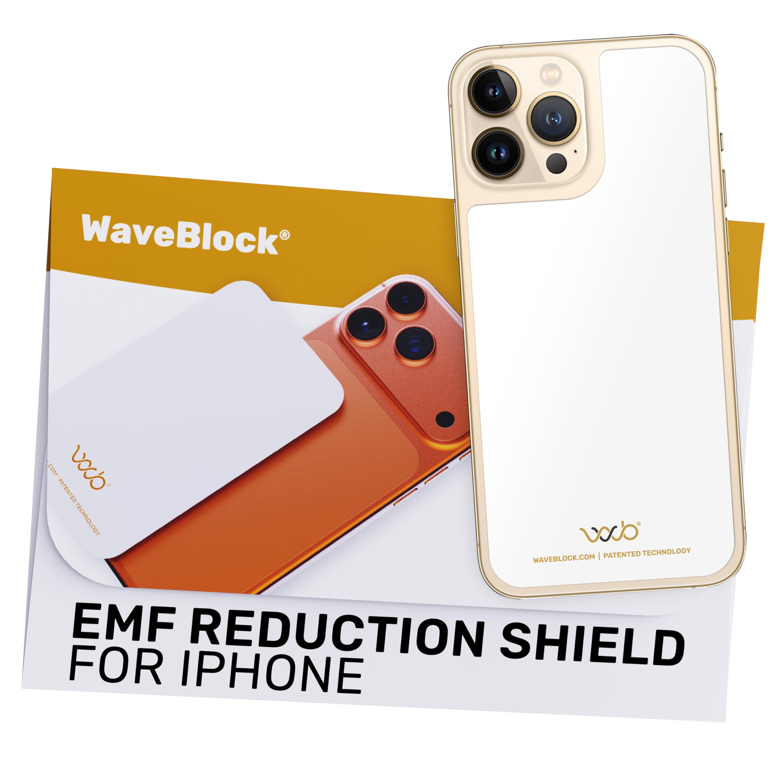 WaveBlock iProtect Protection Sticker for iPhone 12 Pro Max and 13 Pro Max, Harm Blocker for Cell Phone, 5G Shield Reduction, Fits Beneath Case, Tested in FCC Certified Lab
