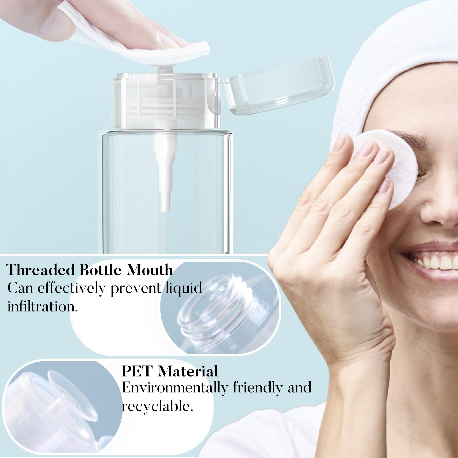 300 ml Dispenser a Pompa, Flacone per Struccante Portatile, 2 Pezzi Vuoto Smalto per Unghie Bottiglie con Erogatore, per Cosmetici e Smalti