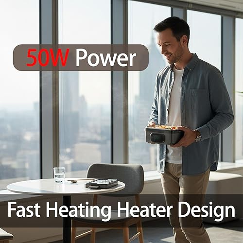 Miniatura 3 de Lonchera eléctrica inteligente para hombres, lonchera térmica inalámbrica para adultos, lonchera inalámbrica para alimentos, contenedor de alimentos