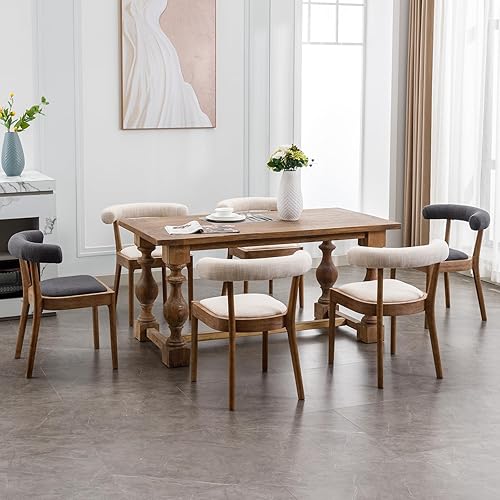 Miniatura 7 de Juego de 2 sillas de comedor de madera, modernas de mediados de siglo, sillas de sala de estar con respaldo abierto curvado único, cómodas sillas