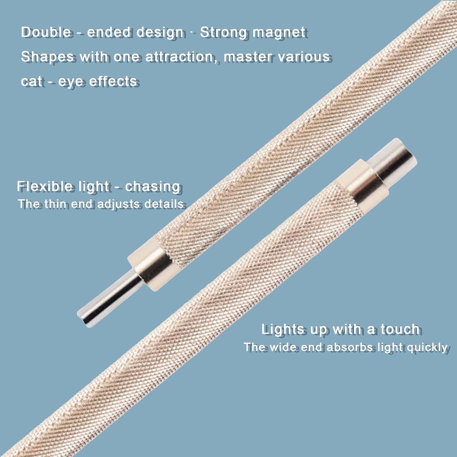 WOKOTO Double Side Cylinder Cat Eye Magnet For Nails, 1 Pc Gold Nail Magnet For Nail Art Cat Eye Gel Polish Magnet Tool, Nail Polish Magnet Pen For Magnetic Gel Polish Cateye Magnet For Nails