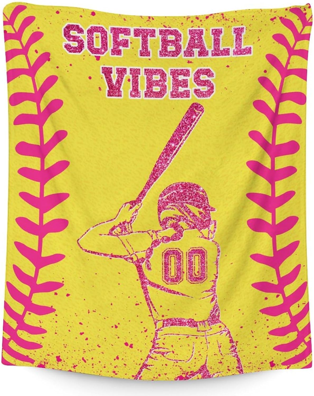 Custom Softball Gifts for Girls 8-12 - 60x80 Inches Softball Throw Blanket for Adults - Black Warm Fuzzy Blankets for Sofa, Bed & Living Room