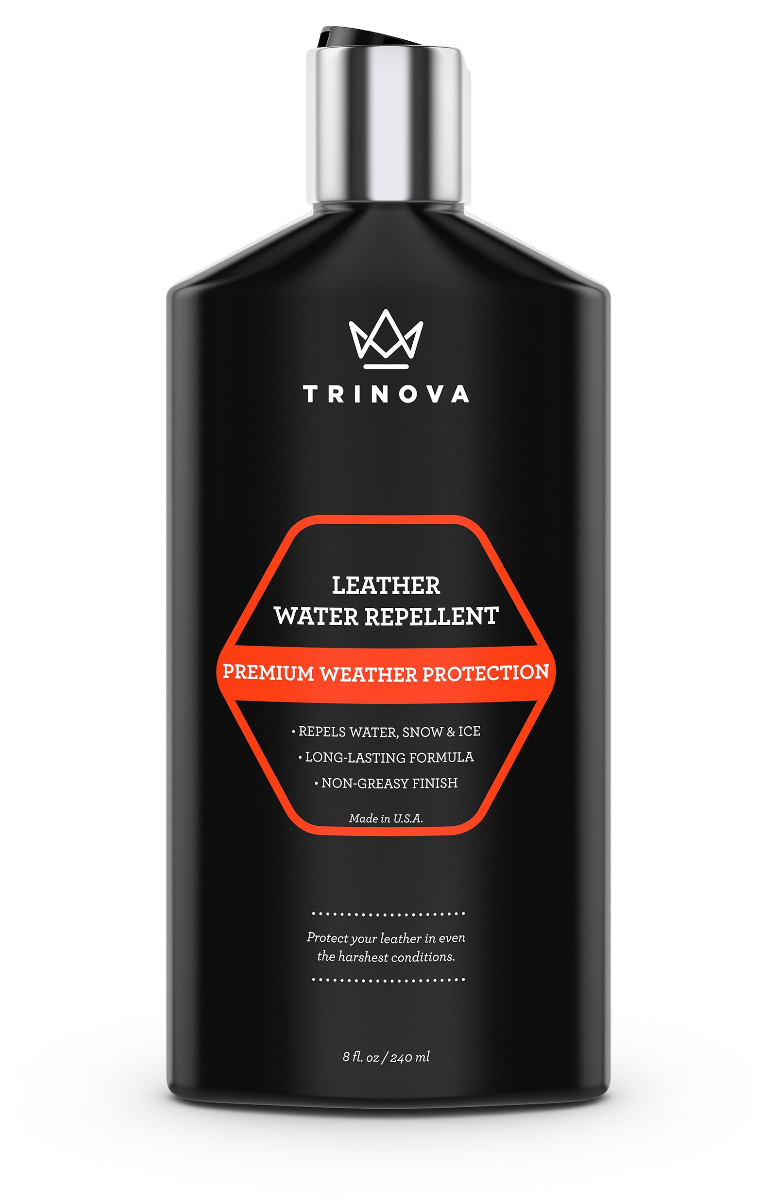 TriNova Leather Water Repellent & Protectant – Snow and Waterproofing Treatment for Shoes, Jackets – Rain & Weather Protectant Coating - 8 OZ