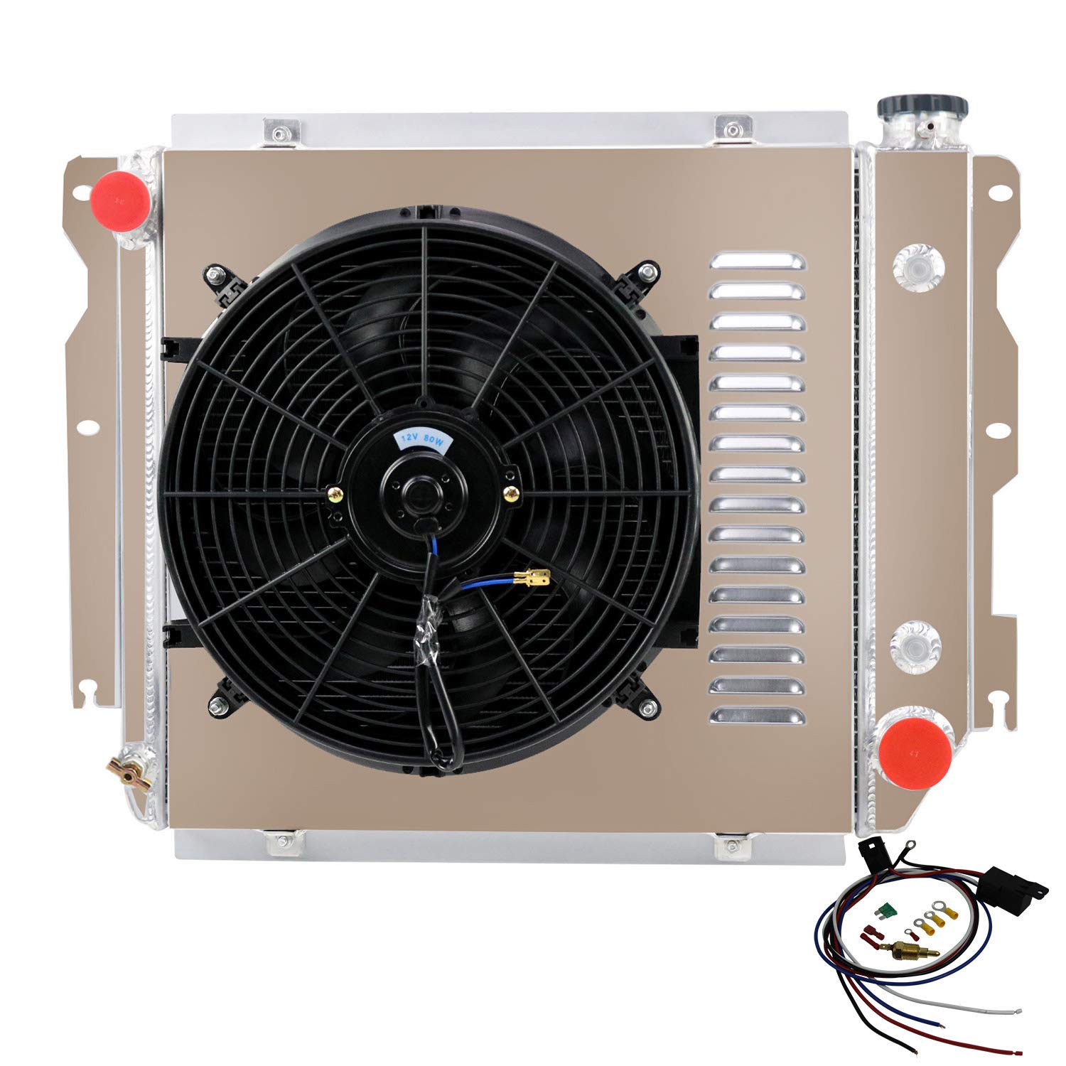 Buy ALLOYWORKS 3 Row Aluminum Radiator + Shroud Fan + Relay for Jeep Wrangler TJ YJ CHEVY V8