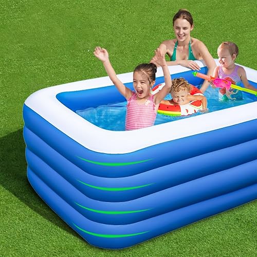 Miniatura 6 de Piscina inflable, 79 x 58 x 29 pulgadas, piscinas inflables grandes de tamaño completo, piscinas gruesas duraderas para exteriores, jardín, patio