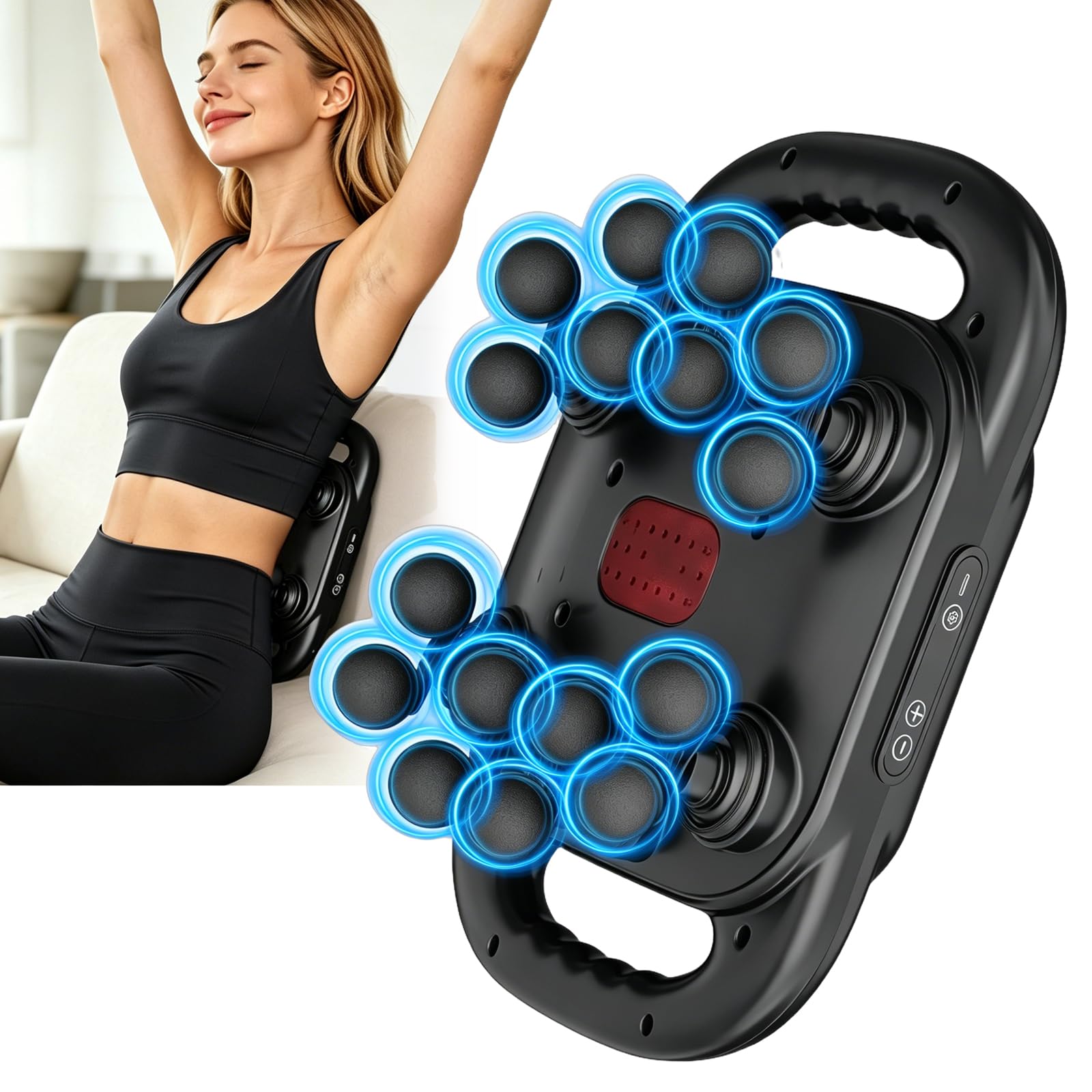 Pistola per massaggio a 16 teste, massaggiatore a percussione per tessuti profondi, schiena, gambe, spalle, piedi, collo, vita, braccia, sollievo muscolare, massaggiatore per il corpo, con 9 modalità