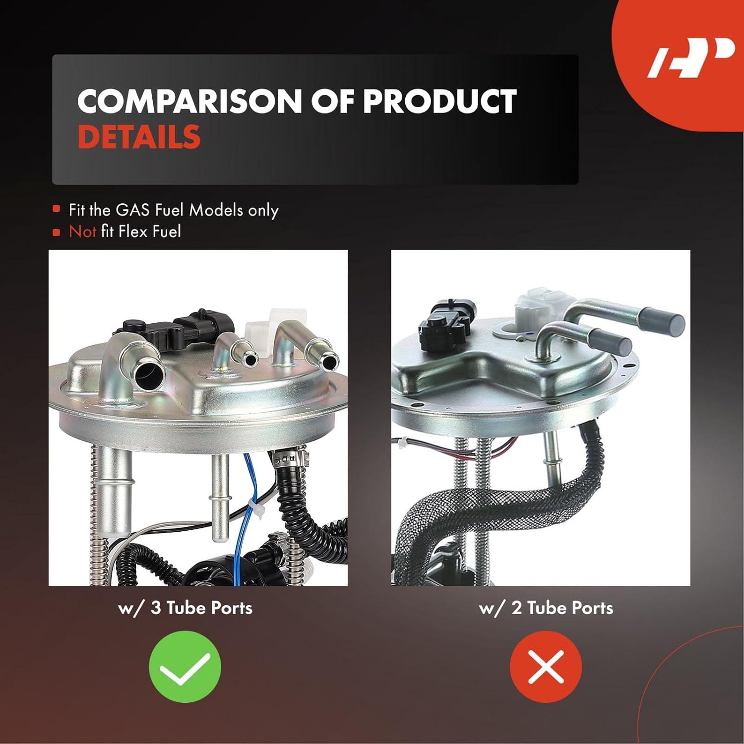 A-Premium Electric Fuel Pump Module Assembly with Pressure Sensor Compatible with Chevrolet Tahoe & GMC Yukon & Cadillac Escalade 2004-2007, 4.8L 5.3L 6.0L 6.2L, Gas Only, 3 Tube Ports