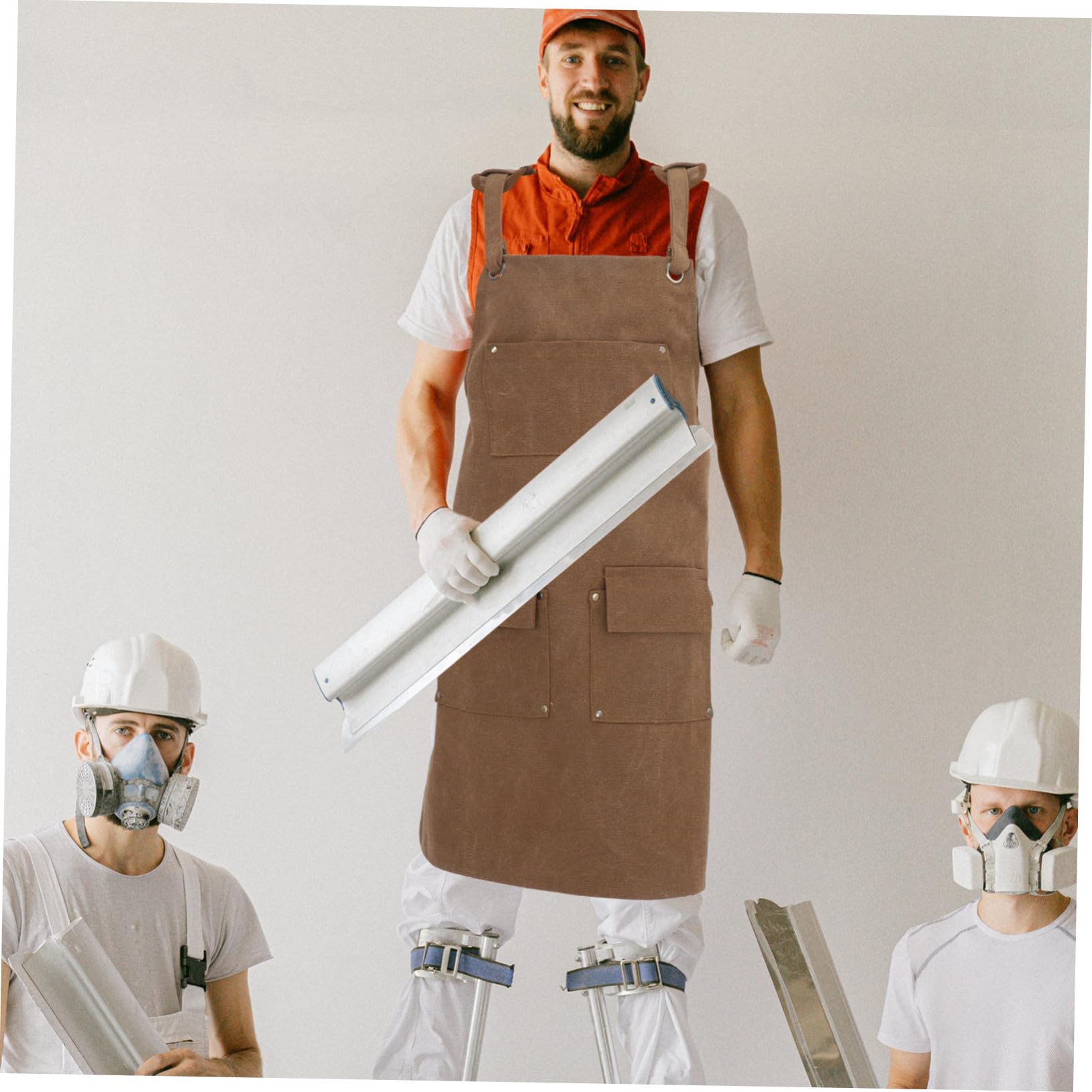 LIFKOME Delantal de Trabajo de Lona para Hombres con Bolsillos Múltiples Correas Ajustables Resistente y Protector para Carpintería Jardinería Cocina y Tareas Profesionales