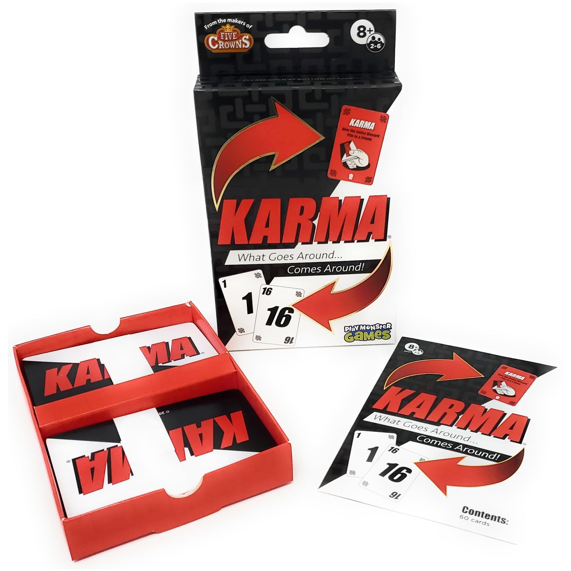 PlayMonster Giochi - Gioco di carte Karma (pacchetto verticale) - Cosa va in giro... Viene intorno! - Un gioco di eliminazione dai creatori di cinque corone, 2-6 giocatori dai 8 anni in su