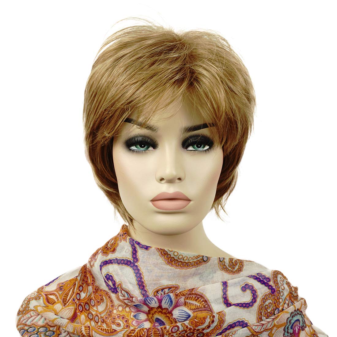 Lydell Short Layered Shaggy Full Synthetic Wigs (Light Stawberry Blonde), 8"