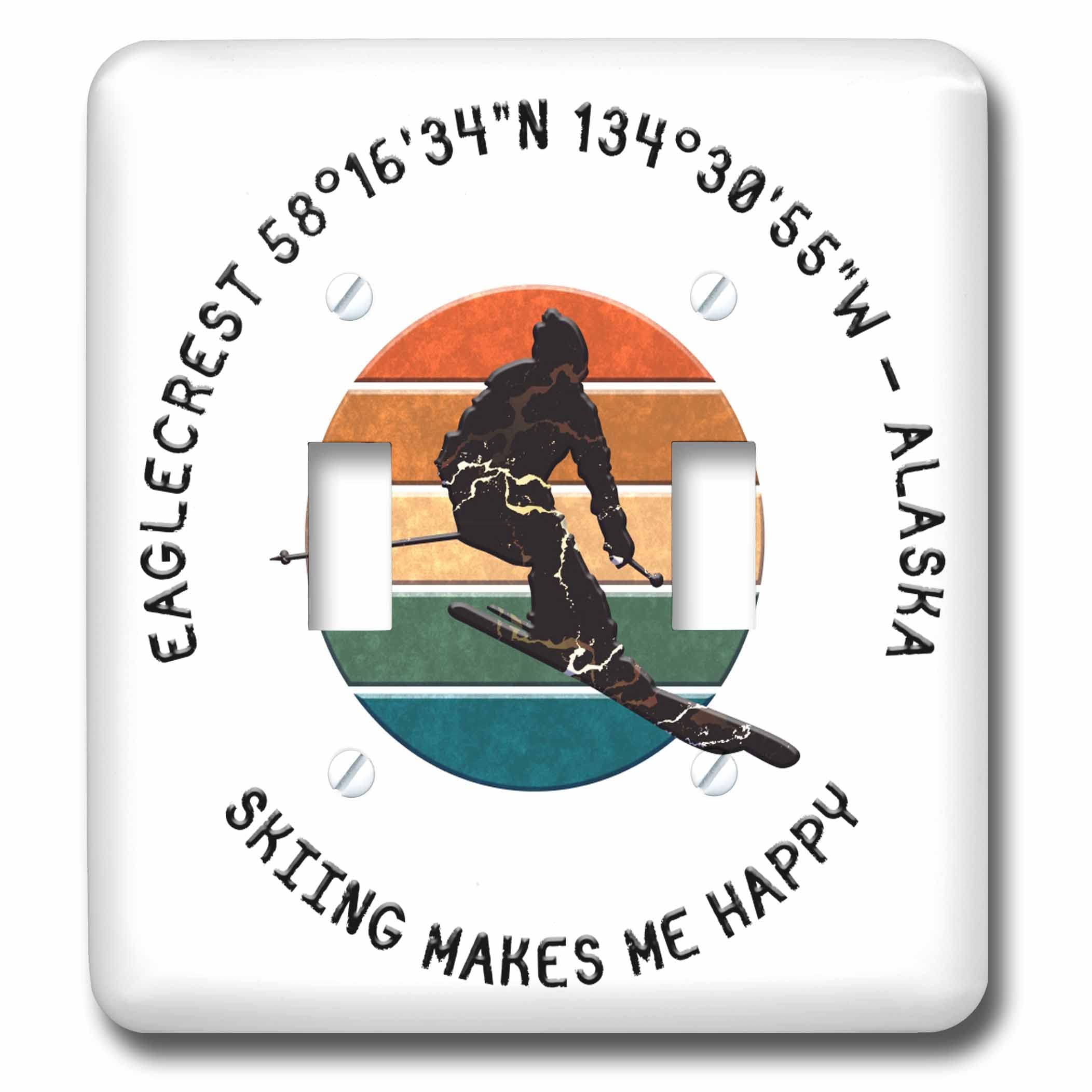 3dRose Eaglecrest, Alaska. Man skier on white. Alpine skiing,... - Light Switch Covers (lsp-374702-2)