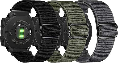 Paquete de 3 bandas elásticas de nailon compatibles con Garmin InstinctInstinct 2 Solar, 0.866 pulgadas, pulsera deportiva transpirable para Garmin