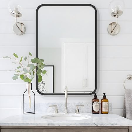 Amazon.com: 18"x24" Black Bathroom Mirror Rectangle Mirror Wall Mirror ...