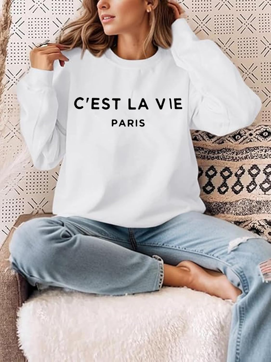 Zoyami Womens Crewneck Sweatshirt Graphic Long Sleeve Top Pullover Oversized Sweaters - Image 4