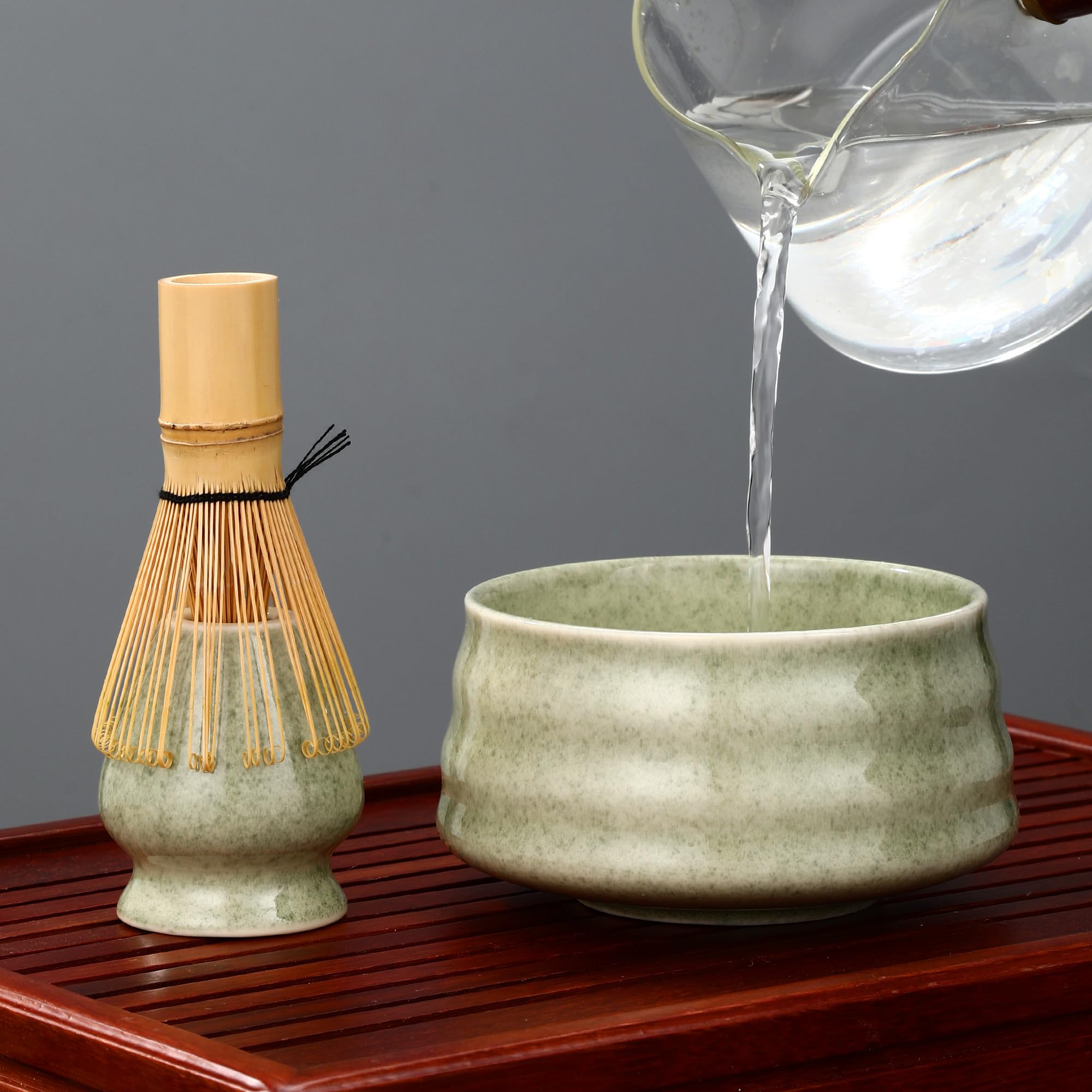 Matcha Kit da 5 pezzi: ciotola per matcha, frullino Baibenli, supporto per frullino, filtro, cucchiaino.Set Matcha adatto ai principianti.