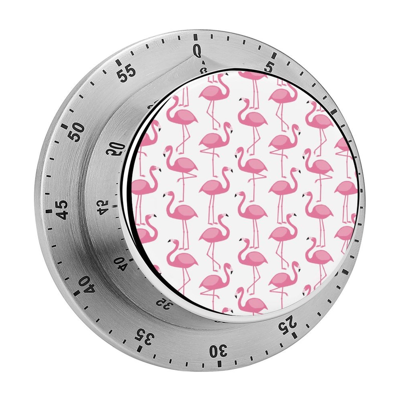 Pink Flamingo Pattern Circular Rotating Timer, Suitable for Kitchen and Bedroom