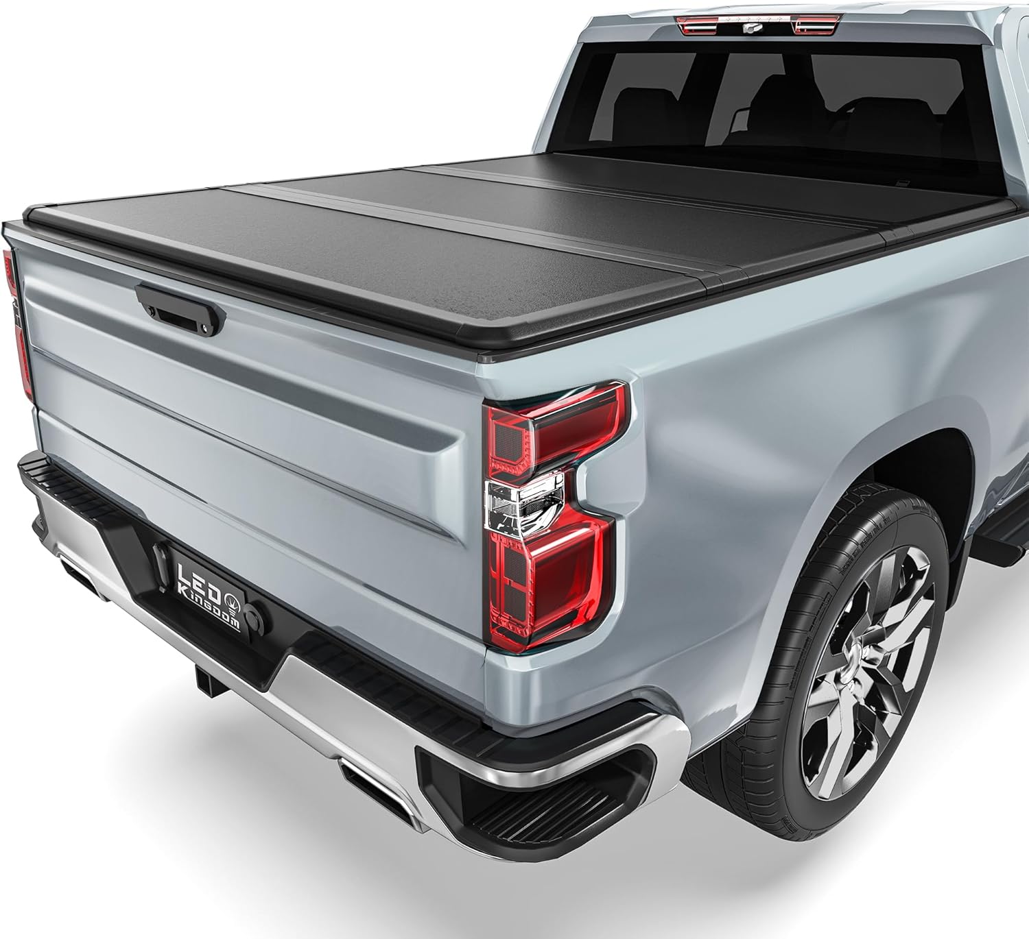 LEDKINGDOMUS Hard Folding Truck Bed Tonneau Cover Fits for Chevy Silverado 1500 / GMC Sierra 1500 New Body Style 2019-2026 5.8ft Bed w/o Multi-Flex Tailgate