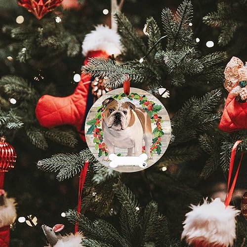 Miniatura 5 de E&S Imports Adorno de bulldog  E&S Pets  DIY personalizable  Regalos para perros  Adorno redondo de cerámica con acabado esmaltado  Decoración de