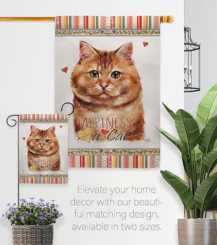 Miniatura 8 de Breeze Decor Juego de banderas de calicó para casa de jardín, diseño de gato y gatito maullido, piel de pata estropeada, mascota, naturaleza,