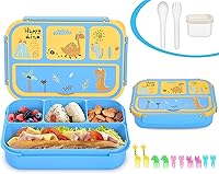Vista 1 de Lonchera para niños, lonchera Bento para niñas y niños, para la escuela, contenedores de almuerzo para adultos y niños con 4 compartimentos