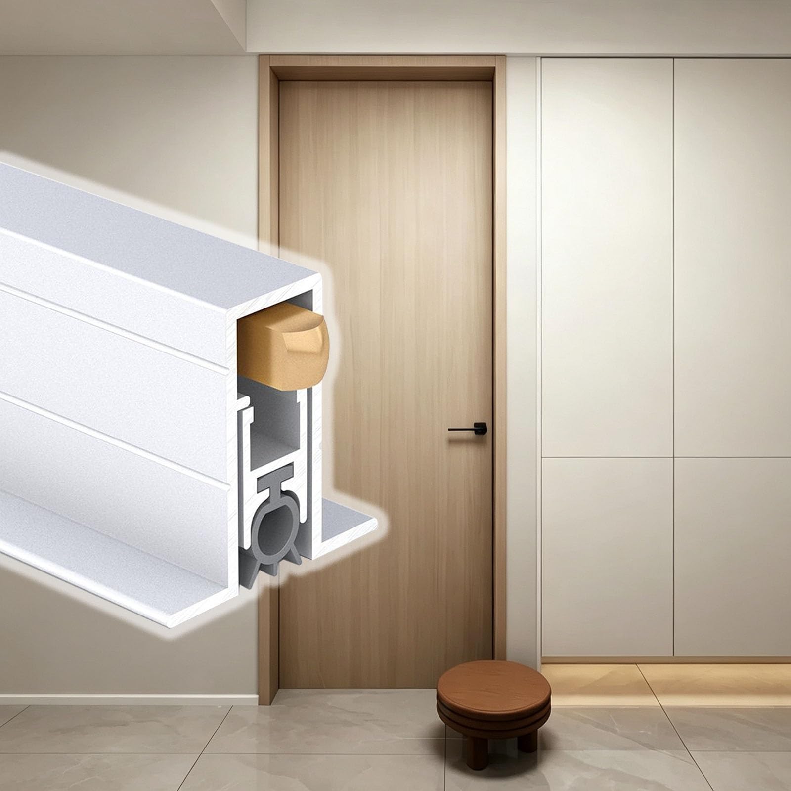 Adiós a las corrientes de aire: burlete puerta automático y oculto de aluminio para dormitorio