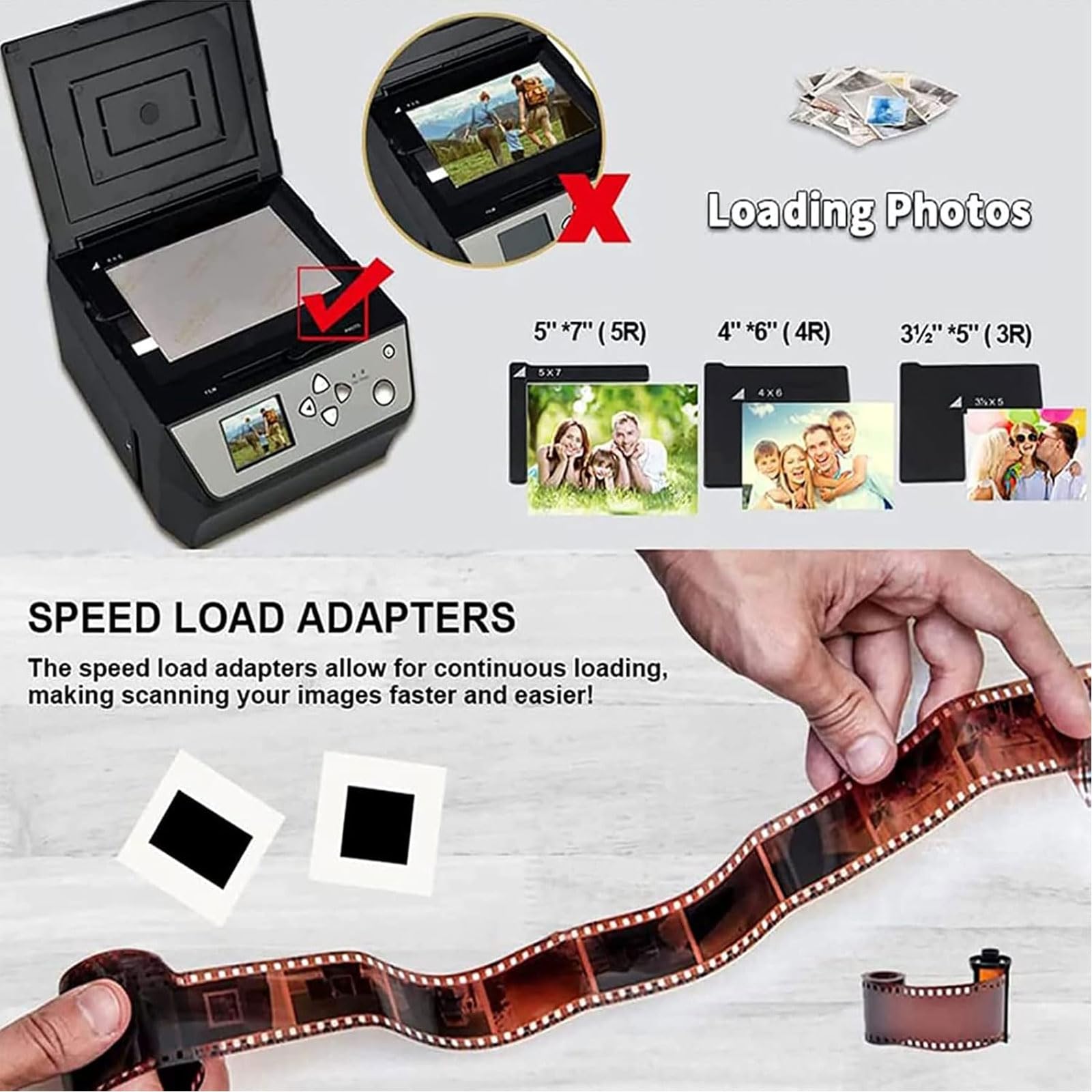 Escáner de diapositivas de 22 MP, convierte diapositivas y negativos de 35 mm (135, 110 y 126) a fotos digitales JPG. Escáner de película de alta resolución de 2,4 pulgadas. Compatible con salida USB