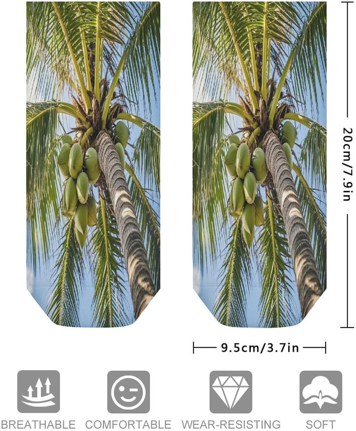 Coconut Tree Ankle Sock-Low Cut Breathable,Basketball Socks for Men Women,Tube Socks for Work Sports