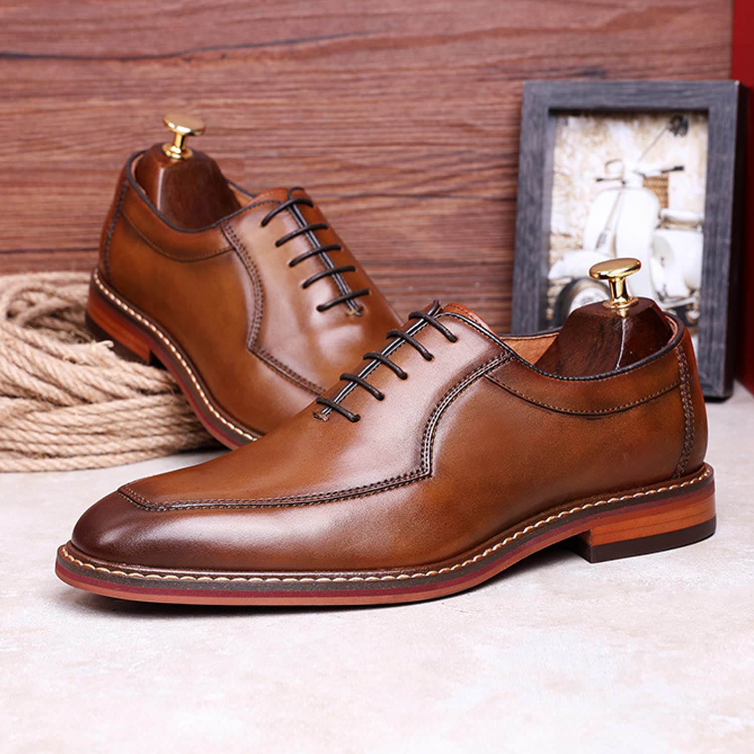 DESAI Homme Chaussures à Lacets en Cuir Derby Mariage Oxford Business Brogues