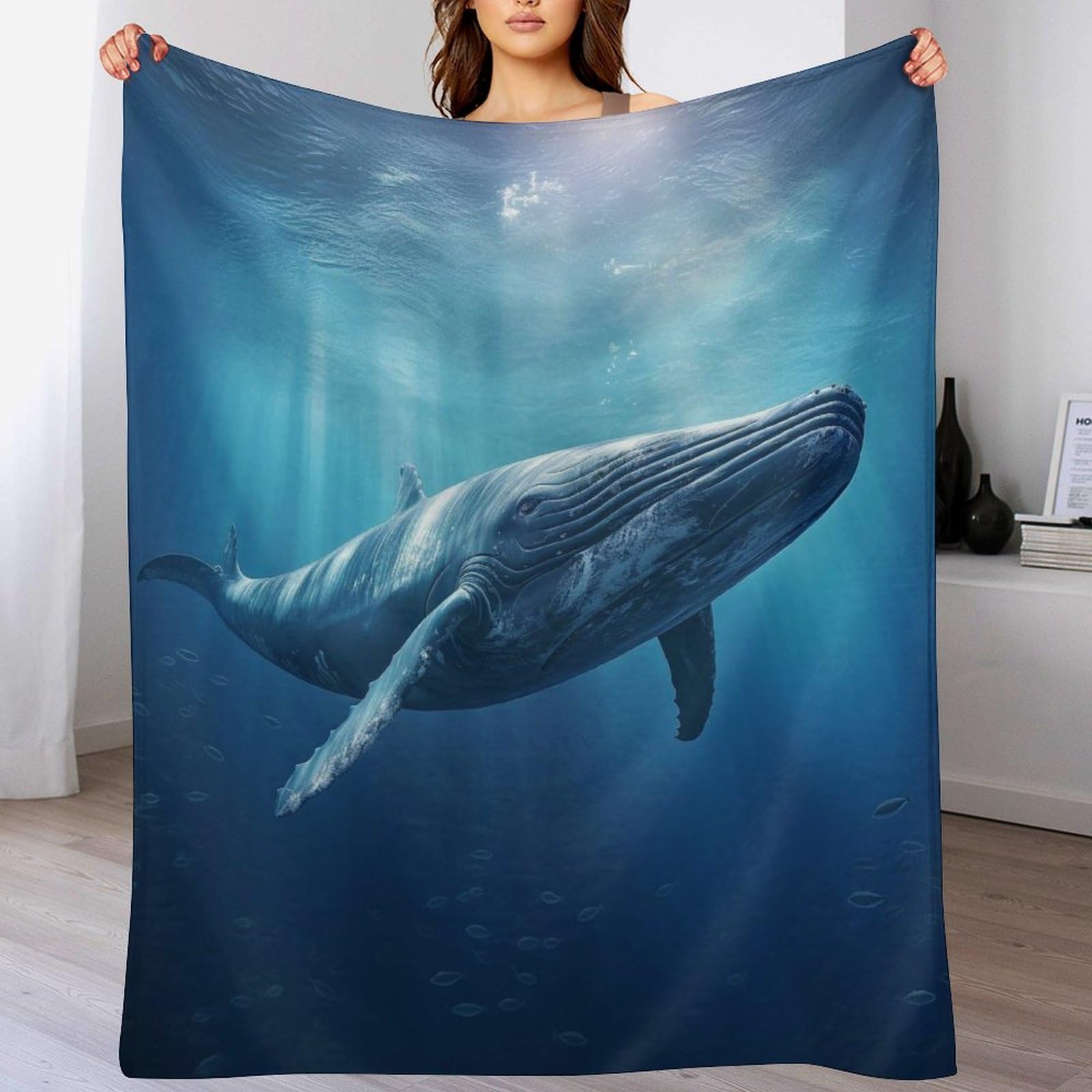 Couverture flannel baleines ultra douce et durable pour rester au chaud