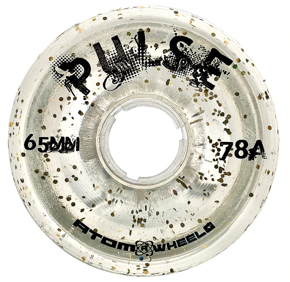 Atom Skates Quad Roller Wheels/Outdoor/Hardness 78A / 65x37 Glitter Clear Pulse Glitter/Set of 8